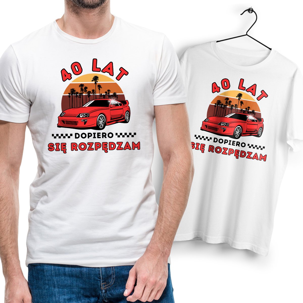 Koszulka Męska Biała na 40 Urodziny T-Shirt z Nadrukiem Na Prezent Gift