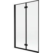 Parawany nawannowe - Mexen Mist parawan nawannowy 2-skrzydłowy lewy 110 x 150 cm, czarna ramka, czarny - 8A9-110-002-70-70-L - miniaturka - grafika 1