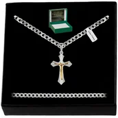 Łańcuszki - Elegancki Srebrny Łańcuszek Męski Pancerka Krzyż 925 Prezent Dla Chłopaka - miniaturka - grafika 1