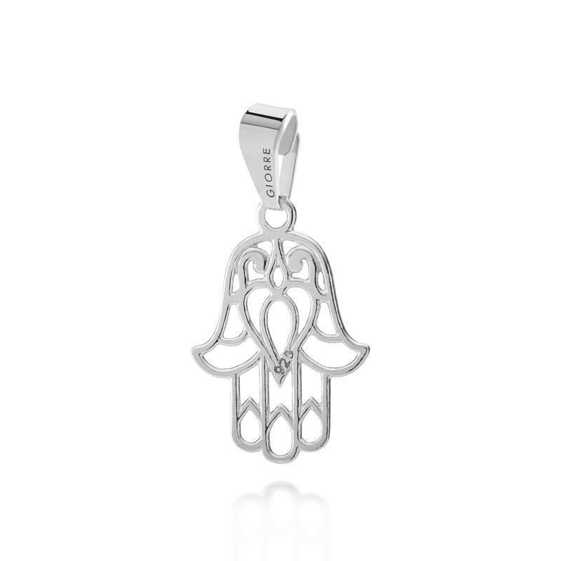 Srebrny charms zawieszka beads hamsa ręka fatimy, srebro 925 : Srebro - kolor pokrycia - Pokrycie platyną, Wariant - Zawieszka