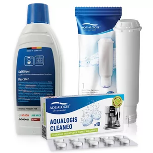 Zestaw Bosch, Filtr Aqualogis AL-TES46,  Aqualogis Cleaneo 10szt, Odkamieniacz Bosch 311968 500ml - Akcesoria i części do ekspresów do kawy - miniaturka - grafika 1