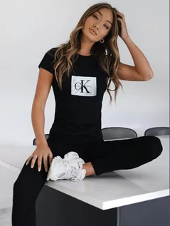 Koszulki i topy damskie - Koszulka Damska Calvin Klein, Black T-shirt Ck, Rozmiar Xs - grafika 1