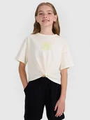 Koszulki dla dziewczynek - 4F T-shirt oversize crop top z nadrukiem dziewczęcy - biały 122 (6-7 lat) - miniaturka - grafika 1
