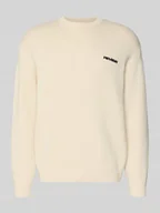 Swetry męskie - Sweter z dzianiny z wyhaftowanym logo - miniaturka - grafika 1