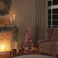 Choinki - vidaXL Choinka w kształcie stożka z bombkami 80 LED ciepły biały 120 cm - miniaturka - grafika 1