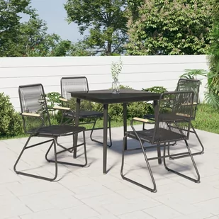 5-częściowy zestaw mebli ogrodowych, czarny, rattan PVC vidaXL - Meble ogrodowe - miniaturka - grafika 1