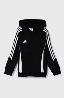 Bluzy dla dziewczynek - adidas Performance bluza dziecięca TIRO24 SWHOODY kolor czarny z kapturem z aplikacją - grafika 1