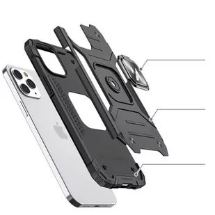 Wozinsky Ring Armor pancerne hybrydowe etui pokrowiec + magnetyczny uchwyt do iPhone 13 czarny - Etui i futerały do telefonów - miniaturka - grafika 3