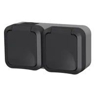 Gniazdka elektryczne - Gniazdo podwójne aqua pro IP55 szary - miniaturka - grafika 1