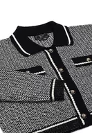 Swetry damskie - faina Damski kardigan w kontrastowym kolorze z kołnierzem odwróconym akrylowym, czarno-biały, rozmiar XS/S, czarny biały, XS - miniaturka - grafika 1