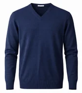 Swetry męskie - Sweter męski w serek szpic z kaszmiru i wełny merynosów M kaszmirowy 208 - miniaturka - grafika 1