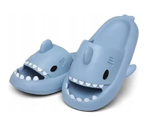 GRUBE KLAPKI NA BASEN REKINY ANTYPOŚLIZGOWE KAPCIE SHARK NIEBIESKIE 40-41 - Skarpetki dla dzieci - miniaturka - grafika 1