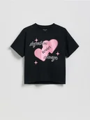 Koszulki dla dziewczynek - Reserved - T-shirt z nadrukiem - czarny - miniaturka - grafika 1