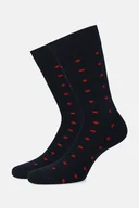 Skarpetki męskie - Skarpety Granatowe we Wzór - miniaturka - grafika 1