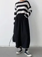 Spodnie damskie - Damskie szerokie spodnie baggy - Czarny M - miniaturka - grafika 1