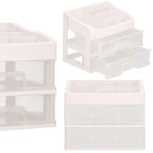 Kosmetyczki, organizery i kuferki - Szkatułka Na Biżuterię I Kosmetyki 34X30X25Cm Organizer Z Przegródkami Mleczny - miniaturka - grafika 1