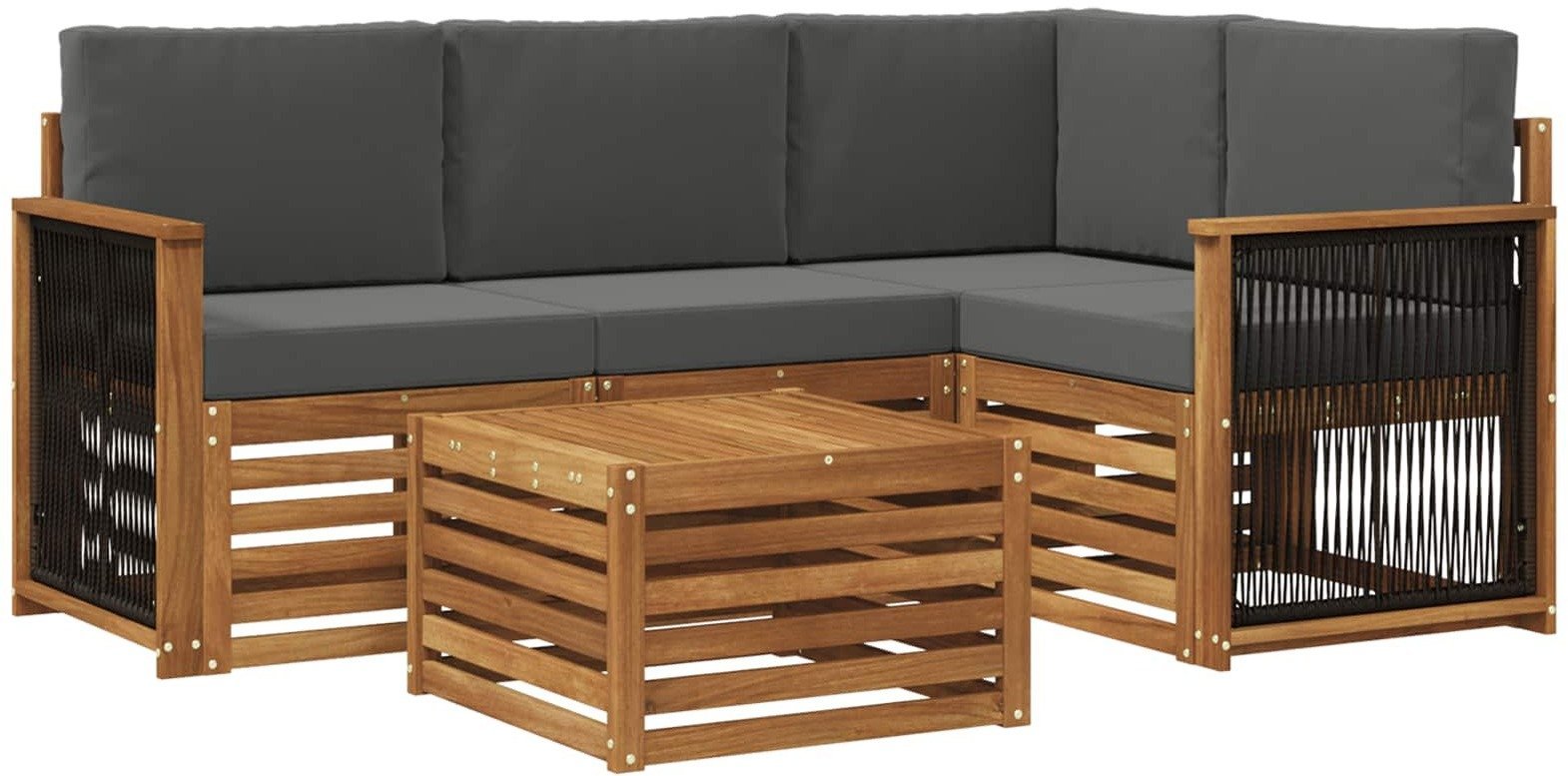 vidaXL Zestaw sof na zewnątrz 5 pcs Naturalny i Antracytowy