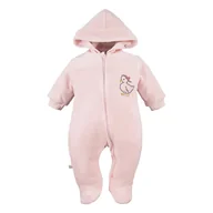 Kombinezony dla dzieci - Kombinezon welurowy dziecięcy różowy z kaczuszką 56 - miniaturka - grafika 1