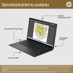 HP ENVY x360 15-fh0006nw Ryzen 5 7530U 15.6" FHD 16GB LPDDR4 SSD512 Radeon Integrated Graphics No ODD Win11 2Y Nightfall Black 9S4R9EA - Laptopy - miniaturka - grafika 3