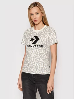 Koszulki sportowe damskie - Converse T-Shirt Center Front Star Chevron Leopard 10022364-A01 Beżowy Regular Fit - grafika 1