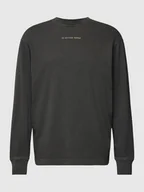 Bluzy męskie - Bluza w jednolitym kolorze z nadrukiem z logo - miniaturka - grafika 1