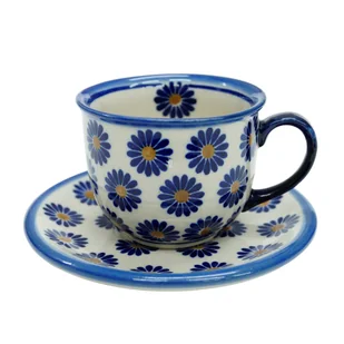 Ceramiczna filiżanka ze spodkiem Ceramika Bolesławiec - Filiżanki - miniaturka - grafika 1