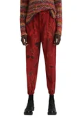 Spodnie damskie - Spodnie damskie Desigual Camotiger joggery czerwone -XS - DESIGUAL - miniaturka - grafika 1