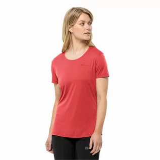 Koszulki i topy damskie - T-shirt damski Jack Wolfskin TECH T W vibrant red - S - grafika 1