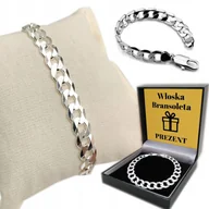 Bransolety męskie - Srebrna Bransoleta Męska Pancerka 8mm GRUBA Srebro pr.925 WŁOSKA - miniaturka - grafika 1