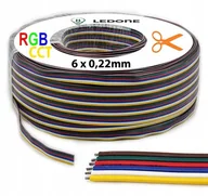 Pozostałe akcesoria sieciowe - Kabel 1mb przewód 6-żyłowy kolorowy do taśm led RGBW +CCT 6x 0,22mm RGBCCT - miniaturka - grafika 1