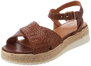 Geox Damskie sandały D EOLIE espadryle Wedge Sandal, brązowe, 41 EU, brązowy, 41 EU - Espadryle damskie - miniaturka - grafika 1