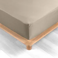 Prześcieradła - Jasnobrązowe prześcieradło z perkalu bawełnianego z gumką 140x190 cm Percaline – douceur d'intérieur - miniaturka - grafika 1