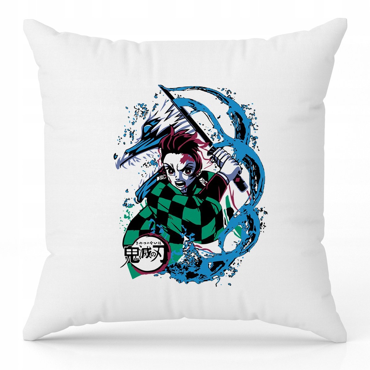 Poduszka Biała Ozdobna 40cm x 40cm TANJIROU ANIME Film Anime Prezent Wzory