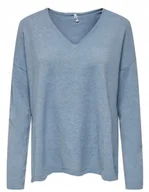 Swetry damskie - ONLY SWETER DAMSKI NIEBIESKI LAZUR Z DEKOLTEM SEREK S JQA - miniaturka - grafika 1