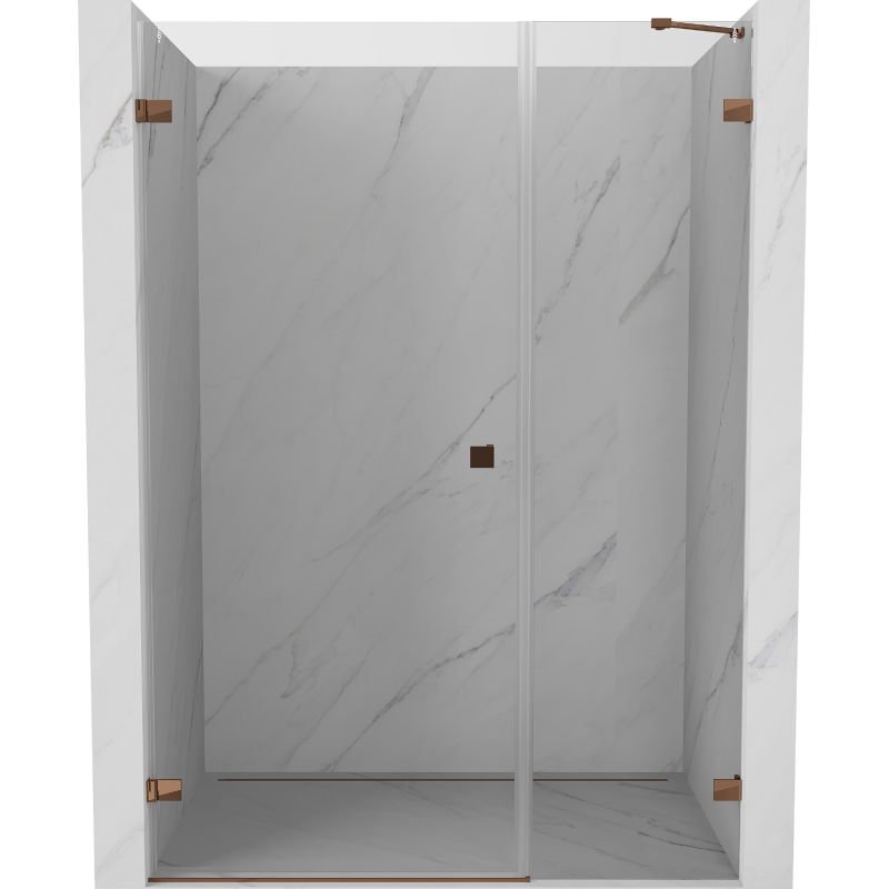 Mexen Lunar-B drzwi prysznicowe uchylne lewe 130 cm, transparent, różowe złoto - 832S-130-050-60-00-L