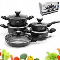 Zestawy garnków i patelni - ZESTAW GARNKÓW 10EL. STAL NIERDZEWNA 3 GARNKI PATELNIA RONDEL POKRYWY KPL - miniaturka - grafika 1