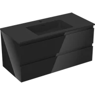 Szafki łazienkowe - Mexen Orio szafka łazienkowa 100 cm z umywalką Otis, 2 szuflady, czarna połysk/czarna mat - 91A10-10047-2-BFF70-W18M71 - miniaturka - grafika 1