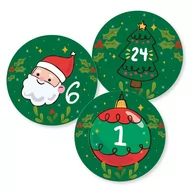 Ozdoby bożonarodzeniowe - Naklejki do kalendarza adwentowego - zielone - miniaturka - grafika 1