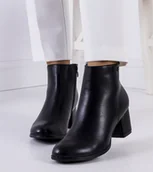 Botki damskie - Czarne botki na słupku eko-skóra  Durnatel-38 - miniaturka - grafika 1