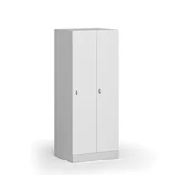 Szafki BHP - Szafa ubraniowa obniżona, 2-drzwiowa, 1500 x 600 x 500 mm, zamek obrotowy, drzwi laminowane, biała - miniaturka - grafika 1