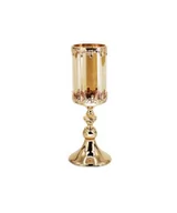 Lampy pozostałe - ŚWIECZNIK glamour z metalu w złotym kolorze - miniaturka - grafika 1