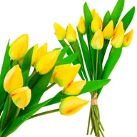 Sztuczne kwiaty - TULIPAN DUŻY BUKIET TULIPANÓW X12 ZÓŁTE TULIPANY SZTUCZNE W BUKIECIE - miniaturka - grafika 1