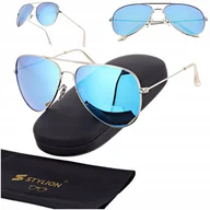 Okulary przeciwsłoneczne - Okulary przeciwsłoneczne z polaryzacją pilotki POL-3026F srebrny/niebieski - miniaturka - grafika 1