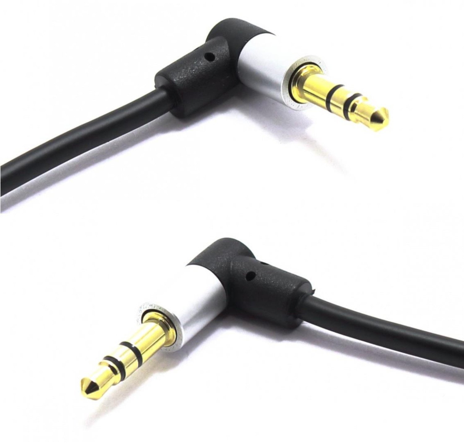 Przewód jack 3,5mm wtyk-wtyk 1m katowy slim JKJ54