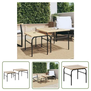 The Living Store Ogrodowe stoliki wsuwane pod siebie - 2 szt. - brązowo-czarne - Stoliki Ogrodowe Wsuwane Pod Siebie - Stoły ogrodowe - miniaturka - grafika 1