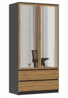 Szafy - Industrialna Szafa Z Lustrem Antracyt + Dąb Artisan F5-S76 - miniaturka - grafika 1