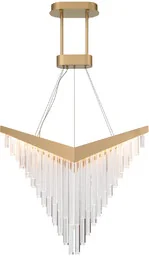 ŻYRANDOL VIVIEN w kształcie litery V, z matowo złotym detalem i akrylowymi rurkami, nowoczesny design - Lampy sufitowe - miniaturka - grafika 1