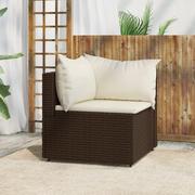 Sofy ogrodowe - vidaXL Narożny moduł sofy z poduszkami, brązowy, polirattan - miniaturka - grafika 1