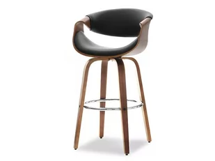 Modny Hoker Z Drewna Giętego Nr 51 Obrotowy Na Nogach Orzech Czarny - Taborety i hokery - miniaturka - grafika 1