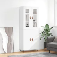 Witryny - vidaXL Witrynka, biała, 69,5x34x180 cm, materiał drewnopochodny - miniaturka - grafika 1